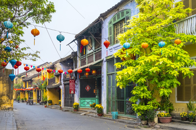 Hoi An, Quang Nam Province, Vietnam - March 4, 2015: Old buildings in Hoi An Ancient Town, Vietnam