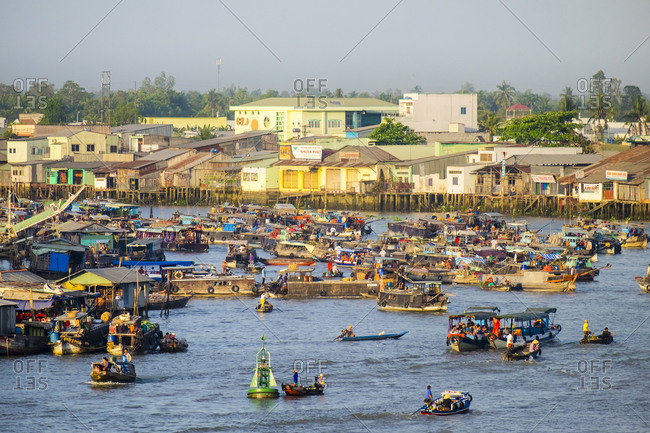 Can Tho, Vietnam - March 27, 2015: Can Rang floating market, Can Tho, Mekong Delta, Vietnam