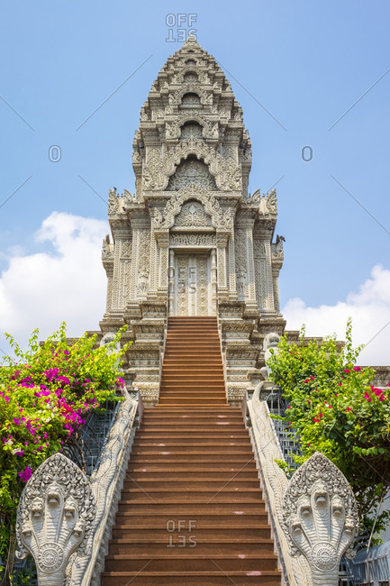 Phnom Penh, Cambodia - April 5, 2015: Great Stupa at Wat Ounalom, Phnom Penh, Cambodia