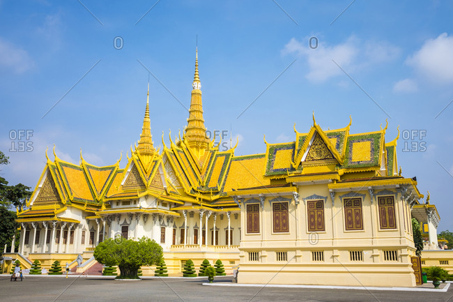 Phnom Penh, Cambodia - April 6, 2015: Throne Hall of the Royal Palace, Phnom Penh, Cambodia