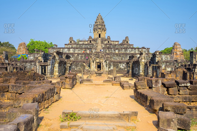 Prasat Bakong, Siem Reap Province, Cambodia - April 19, 2015: Prasat Bakong temple ruins, Siem Reap, Cambodia