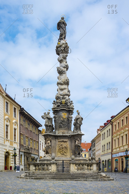 Kutna Hora, Central Bohemian Region, Czech Republic - May 26, 2016: Plague column (Marian and Holy Trinity column), Kutn� Hora, Central Bohemian Region, Czech Republic