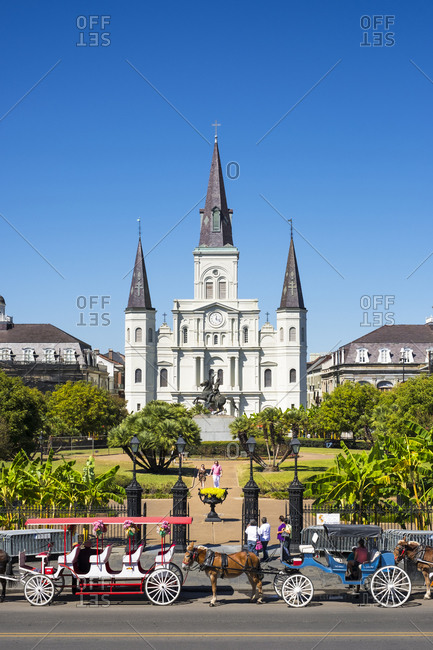 New Orleans, Louisiana, United States - October 12, 2016: Saint Louis Cathedral on Jackson Square in the French Quarter, New Orleans, Louisiana, United States