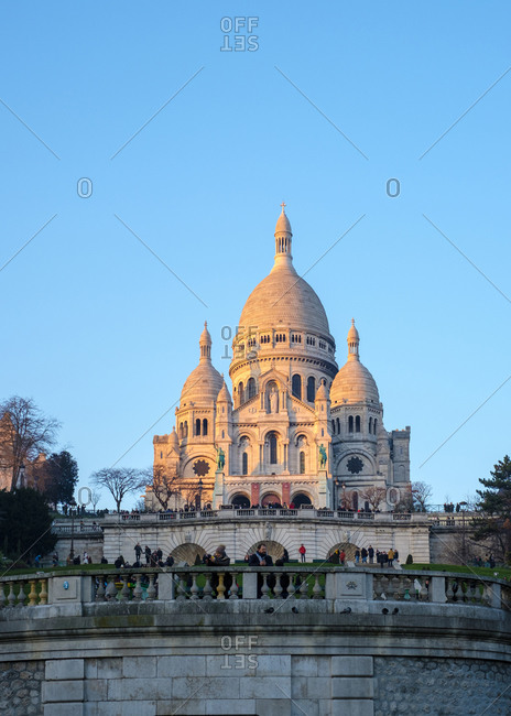 Paris, �le-de-France, France - January 21, 2017: Basilica of Sacre Coeur at sunset, Montmartre, Paris, Île-de-France, France