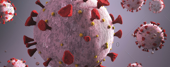 3D rendering of the corona viruses Covid-19