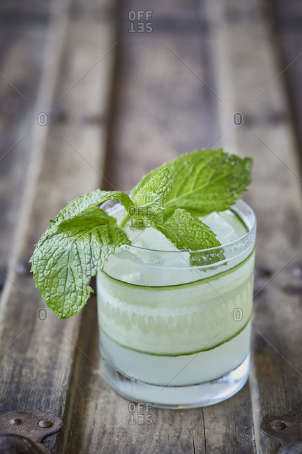 Cocktail with cucumber and mint