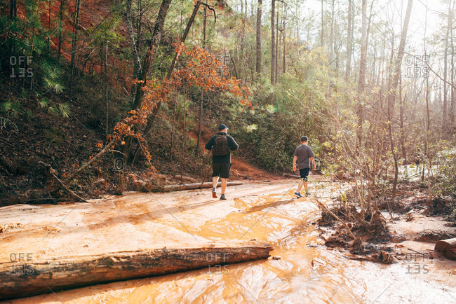 People hiking on trail at Providence Canyon State Park, Georgia