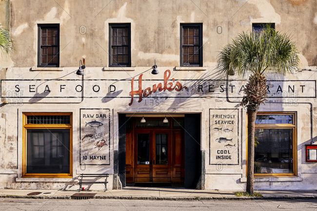 Charleston, South Carolina, USA - September 7, 2018: Exterior of Hank's Seafood Restaurant