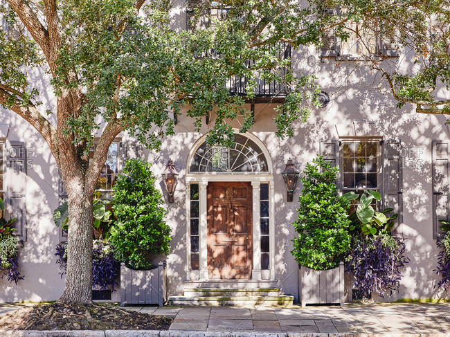 Charleston, South Carolina, USA - September 7, 2018: Exterior of an old grand Georgian style home