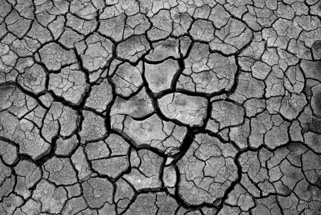 Close up of dry soil, dry cracks
