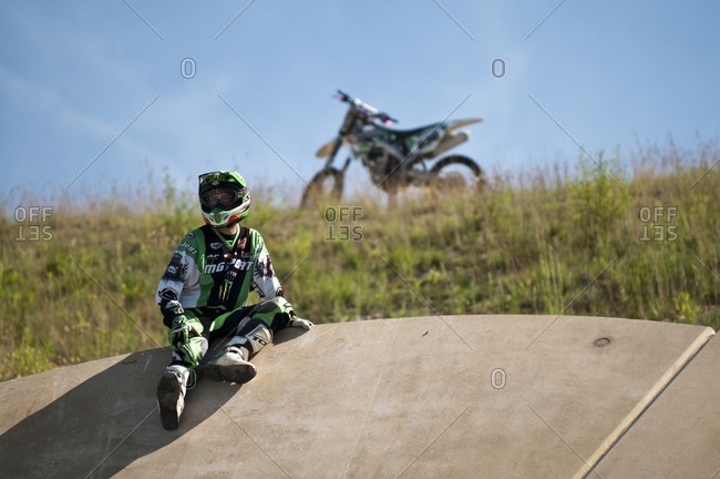 June 17, 2010: Motorcyclist sits on a tunnel