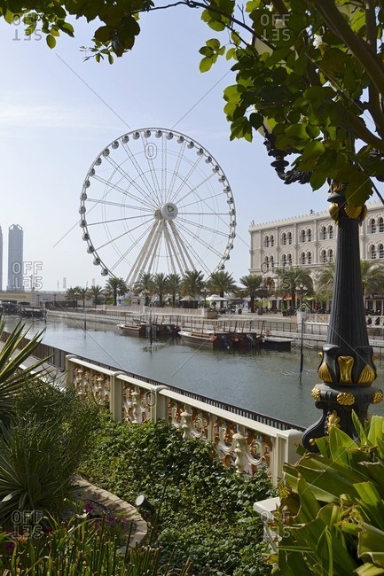 February 13, 2012: Ferris wheel 'Eye of the Emirates' in the AL QASBA amusement park, Emirate of Sharjah, United Arab Emirates, Arabian Peninsula, Middle East