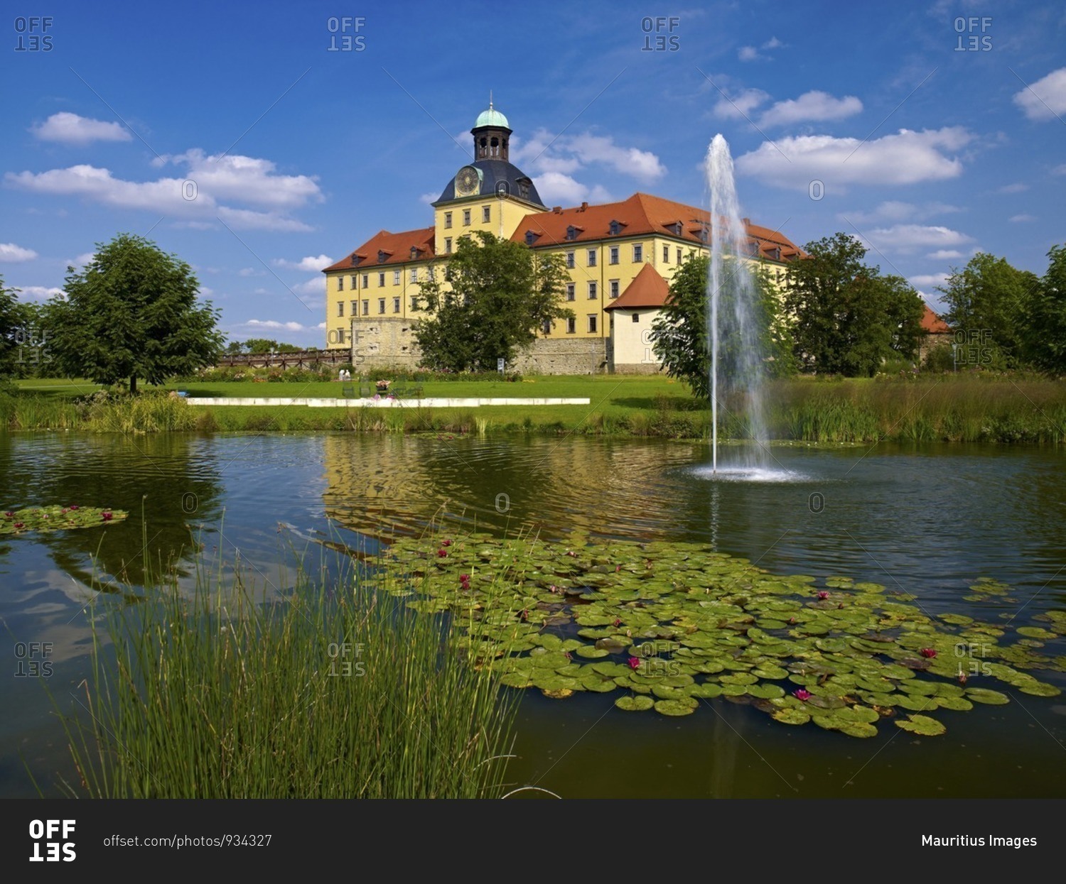 Moritzburg Castle with castle pond and palace garden, Zeitz, Saxony-Anhalt, Germany