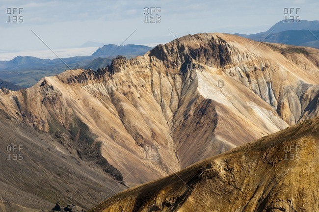 Barren volcanic landscape on the way from Skogar to Landmannalaugar, Iceland, Europe