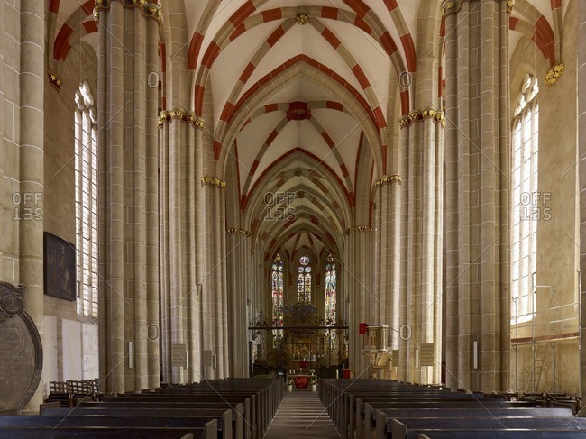 January 11, 2013: Interior view of Divi Blasii church in Muhlhausen, Thuringia, Germany