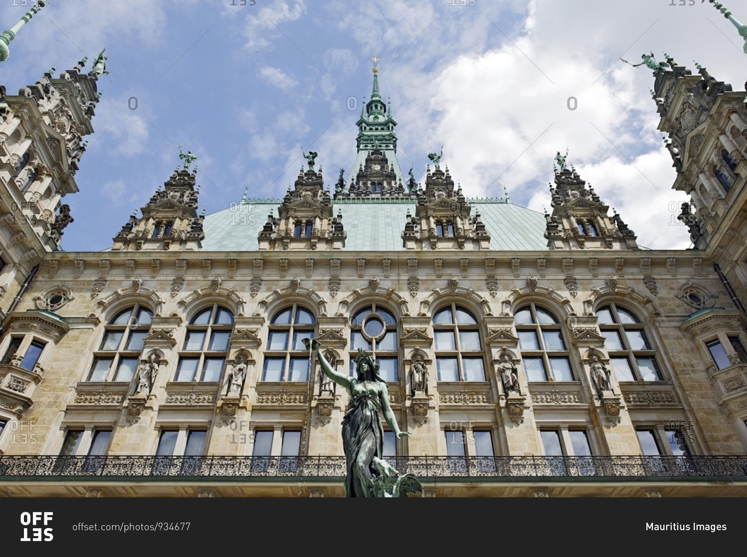 The historic Hygieia fountain in the courtyard of the town\
hall, Hamburg, Germany stock photo - OFFSET
