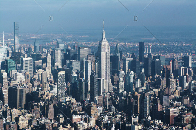 New York, United States - December 8, 2015: Empire State from the air