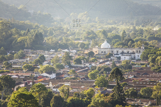 High angle view of Antigua, Guatemala.
