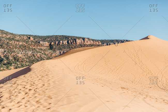 Landscape view of Coral Pink Sand Dunes in Utah