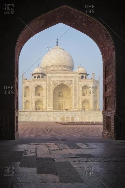 View of Taj Mahal through an arch, Agra, Uttar Pradesh, India