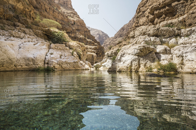 Oman- Ash Sharqiyah North Governorate- Mountainous riverbank in Wadi Shab