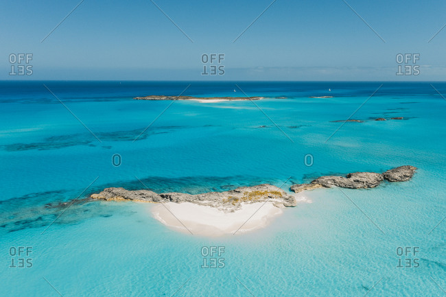 Caribbean- Bahamas- Drone view of deserted island in the Exumas