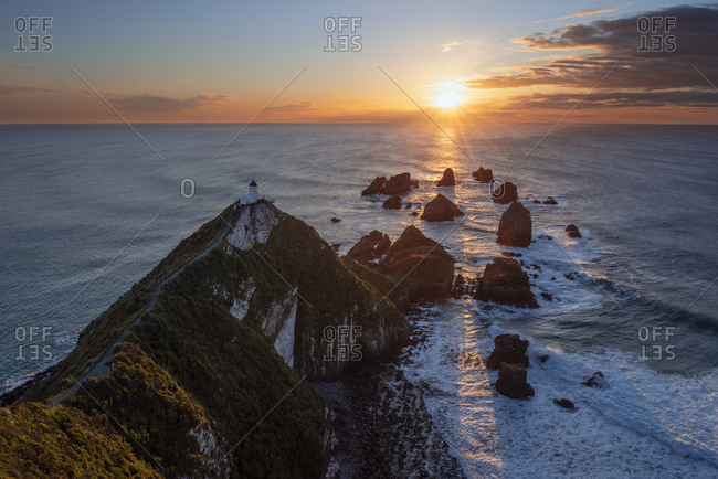 New Zealand- Otago- Long exposure of Nugget Point at moody sunrise