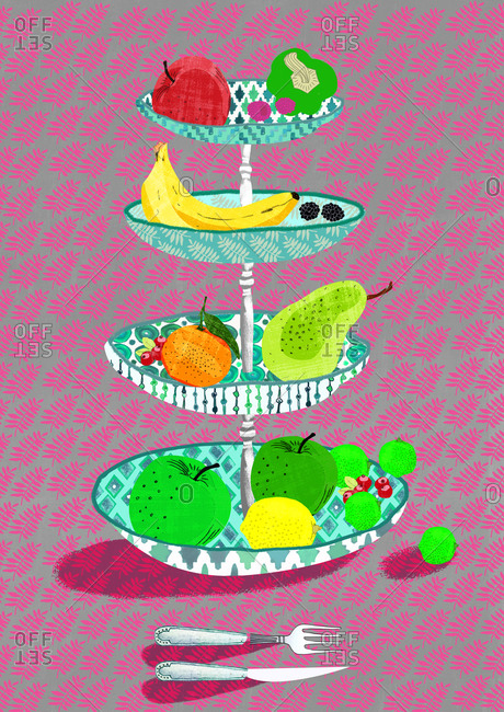 Still life of fruit bowl with fruit