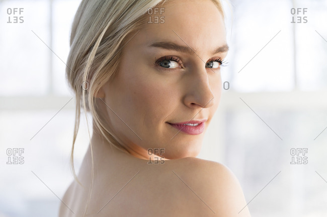 Smiling Young Woman With Bare Shoulders Stock Image 