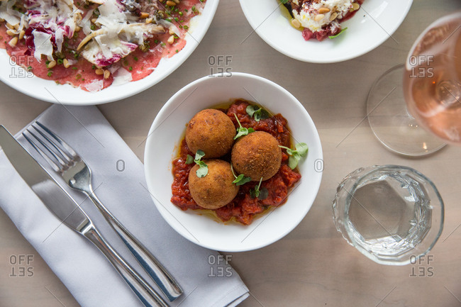 Arancini Italian snacks on table