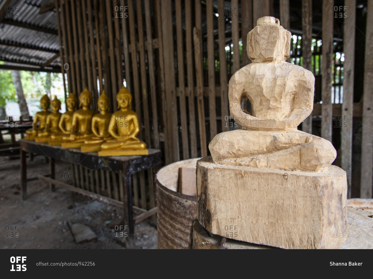 Buddha sculpture in progress in Laos