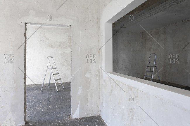 Ladder in a flat during refurbishment