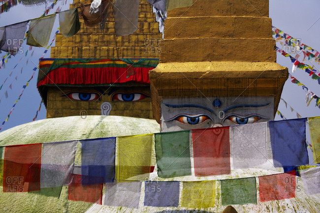 Kathmandu, Central Development Region, Nepal - September 10, 2007: the famous Boudhanath stupa in Kathmandu