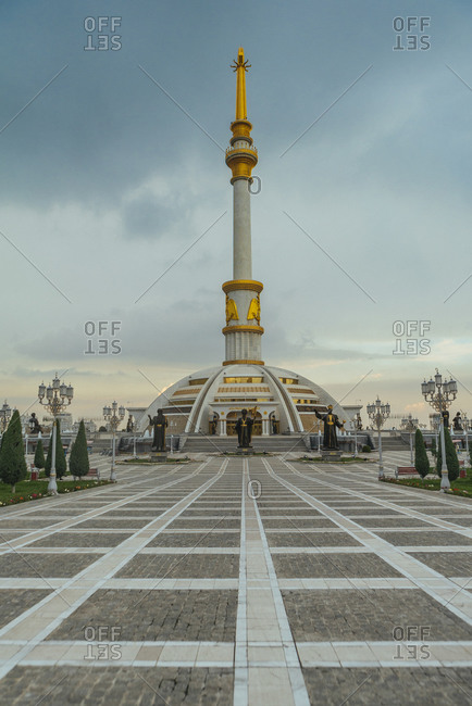 April 10, 2019:  Independence Monument in Ashgabat, Turkmenistan