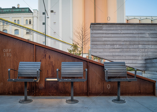Outdoor seating at the Malmo market hall