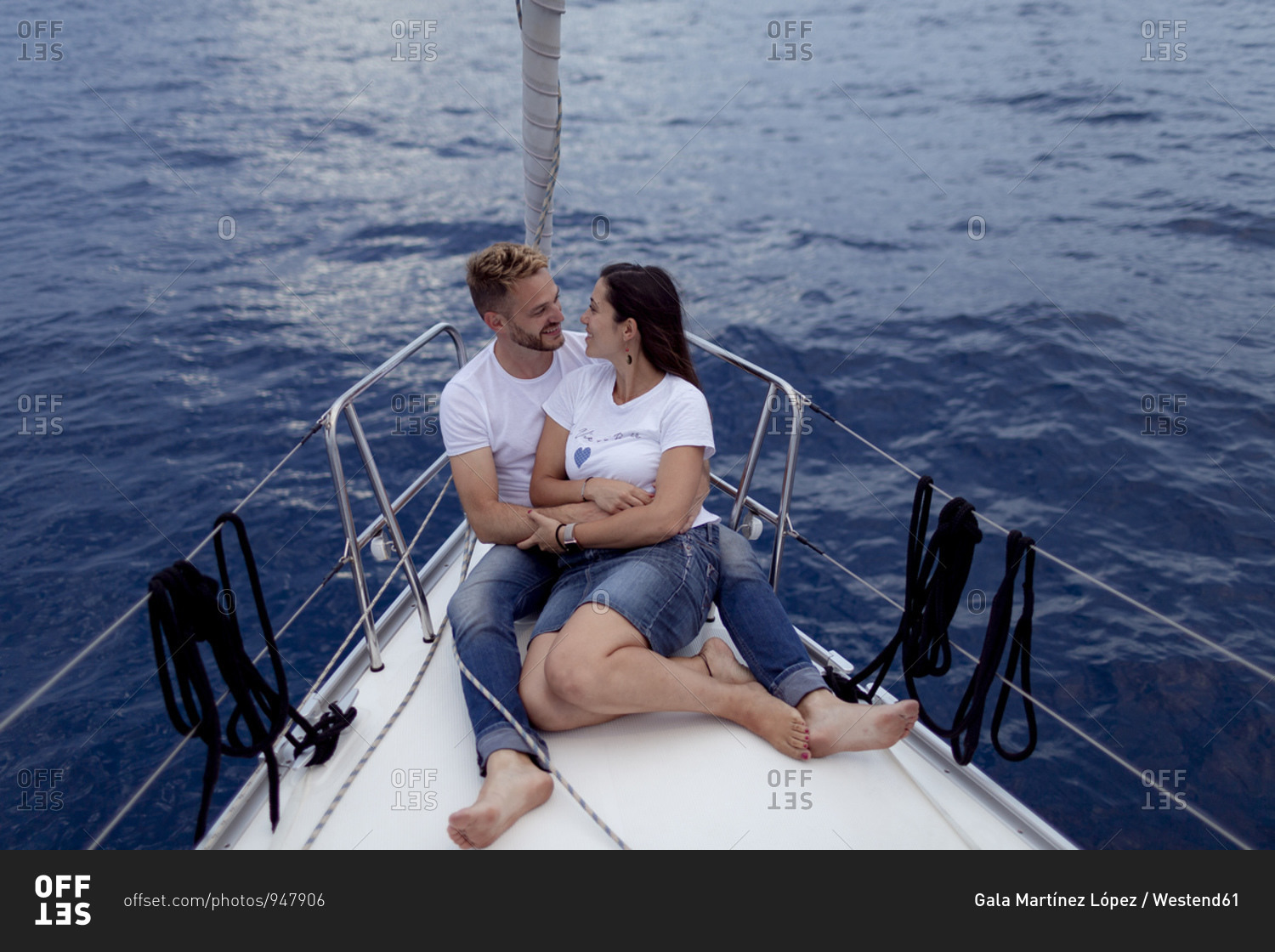 Couple together on a sailing trip