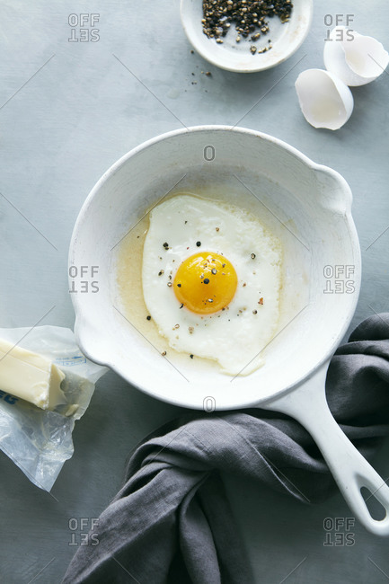 Fried Sunny Side Up Egg in Frying Pan