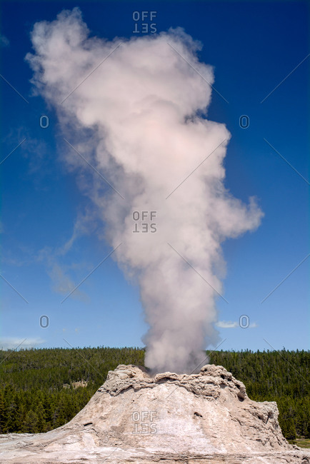 Castle Geyser eruption in Yellowstone National Park, Upper Geyser Basin