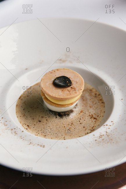 Foie gras truffle served at a French restaurant