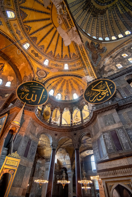 February 21, 2018: The interior of Hagia Sofia. Istanbul, Turkey