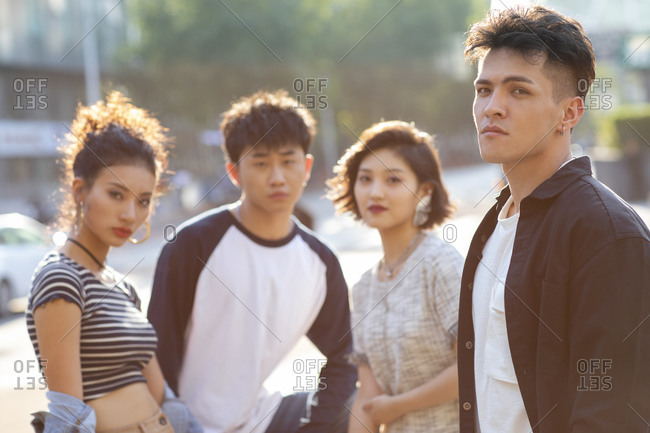 Fashionable young Chinese people on street