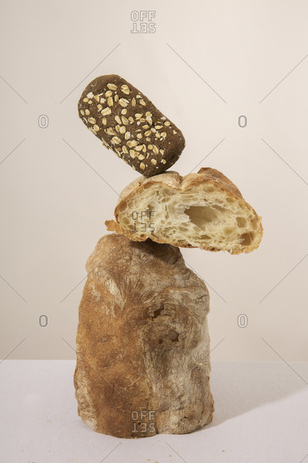 Towering Bread Rolls Still Life
