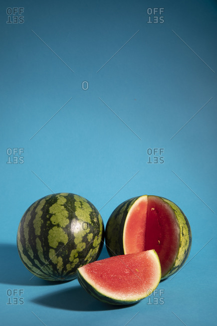 Watermelon on a blue background