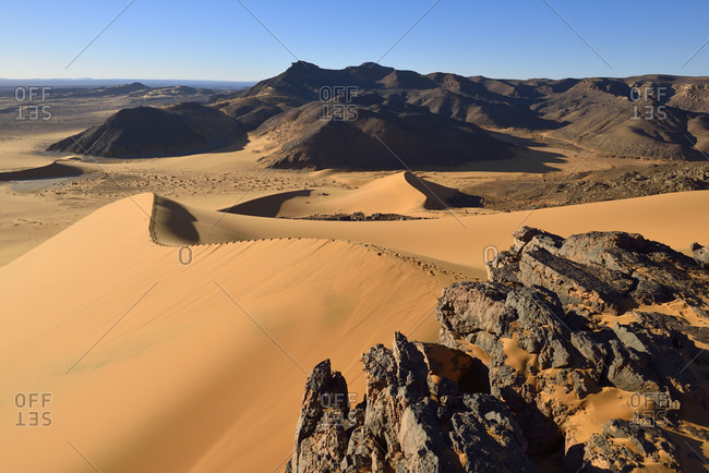 Africa- Algeria- Sahara- Tassili N'Ajjer National Park- Tadrart- Western escarpment of Tadrart plateau