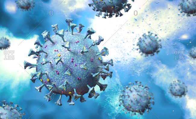 Coronavirus, illustration. Corona virus scene with detailed structure..