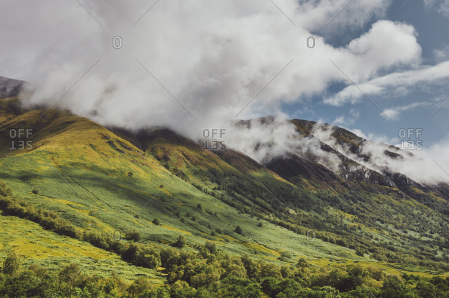 Mountains with Clouds, Glenfinnan, West Highland Line, Highlands, Scotland