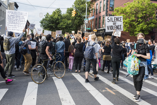 New York City, New York, USA - June 02, 2020: Thousands protested in solidarity for justice in the death of Georg Floyd and demanded change, Park Slope, Brooklyn , New York City, USA.