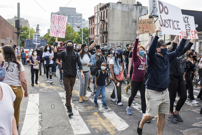 New York City, New York, USA - June 02, 2020: Thousands protested in solidarity for justice in the death of Georg Floyd and demanded change, Park Slope, Brooklyn , New York City, USA.