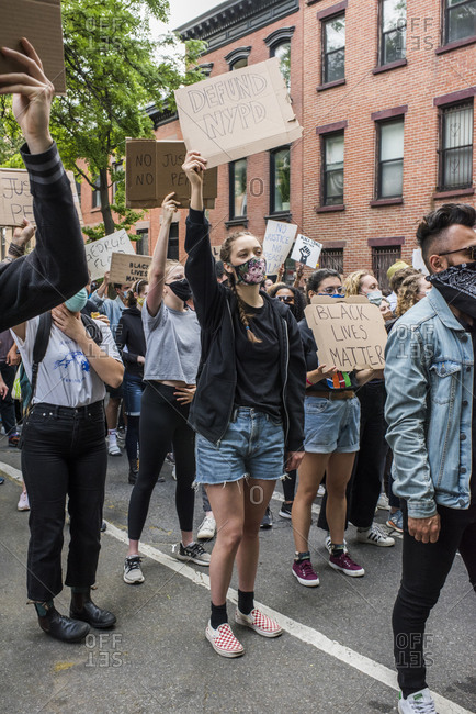 New York City, New York, USA - June 02, 2020: Thousands protested in solidarity for justice in the death of Georg Floyd and demanded change, Park Slope, Brooklyn , New York City, USA.