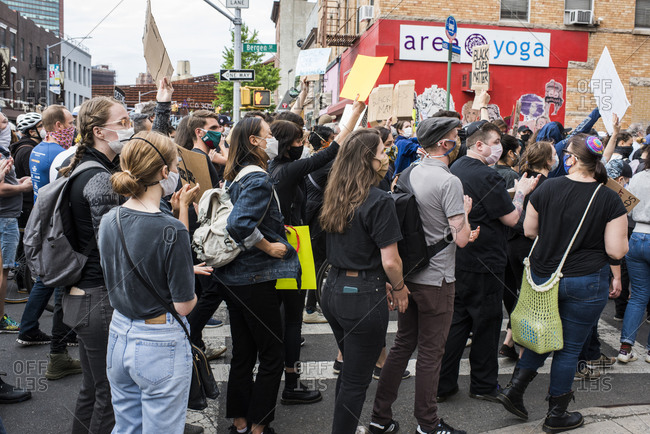 New York City, New York, USA - June 02, 2020: Thousands protested in solidarity for justice in the death of Georg Floyd and demanded change, Park Slope, Brooklyn , New York City, USA.